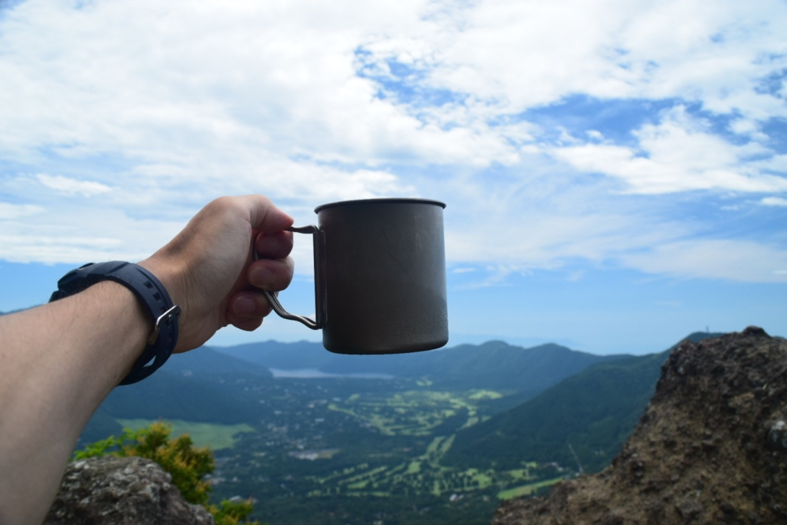 山頂でコーヒーブレイク